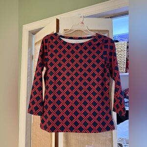 Vineyard Vines Navy and Red Patterned Top
